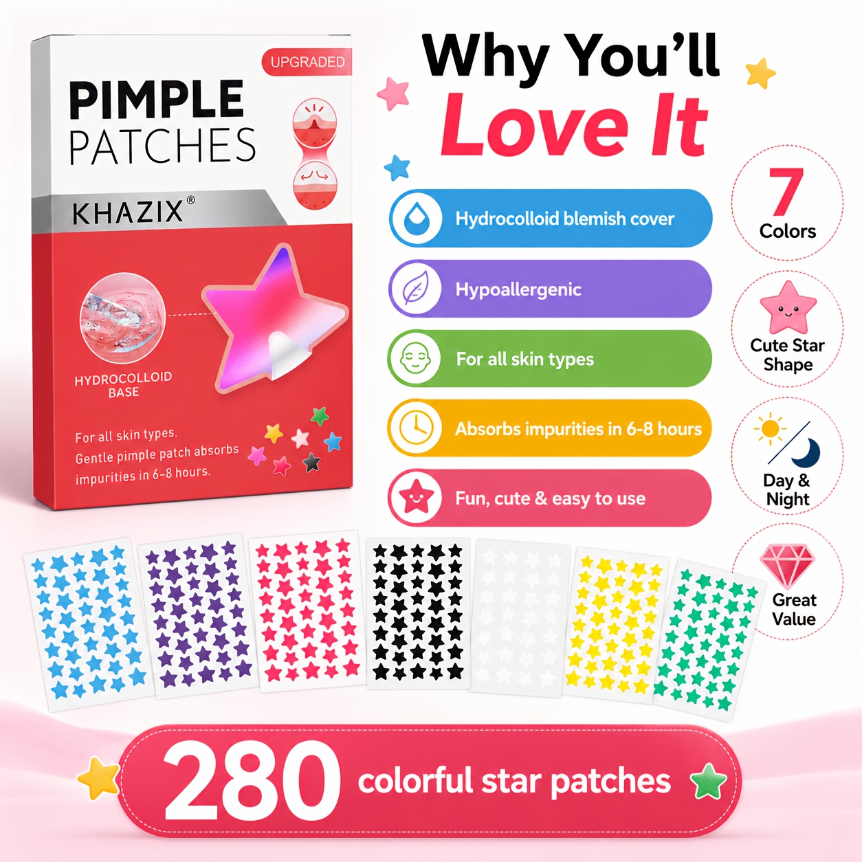 แผ่นแปะสิวรูปดาว 280 ชิ้น, สติ - Hydrocolloid Acne Patch บทวิจารณ์และราคา